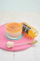   Pannacota con bebida de teff y mermelada de mango sin gluten