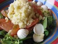   Ensalda de cous cous con sal Flor del Delta y Aceite Oro del Desierto