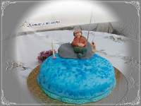   Tarta con fondant de nubes