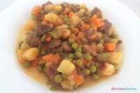 Menestra de verduras y carne en olla express - Receta fácil paso a paso