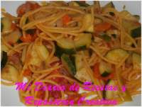 Mi diario de Recetas y Reposteria Creativa: ESPAGUETIS CON VERDURITAS: RECETA APTA PARA CELIACOS  